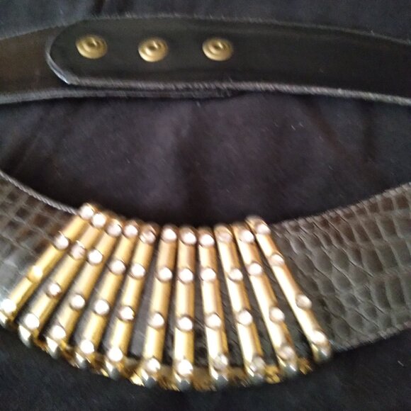 Hand Made in Turkey Vintage Reptile Pattern Leather Belt main image 9